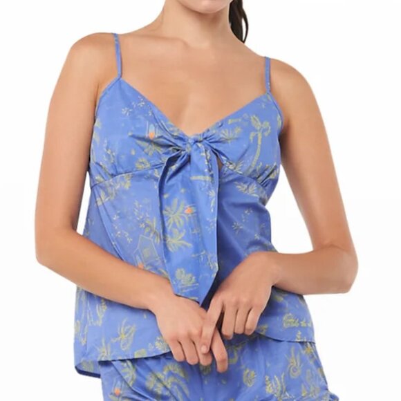 NEW 🌺 The Lazy Poet Rosie Maui Lush 🌴 knot front linen Cami top NWT MED - Picture 1 of 5